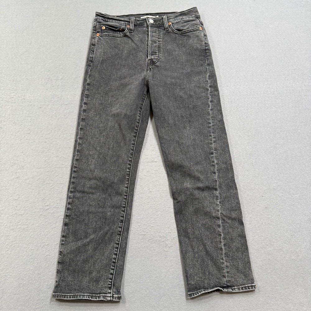 Levi's Jeans Women's 29 Black Charcoal Wash Denim Ankle Wedgie Straight Fit Y2K